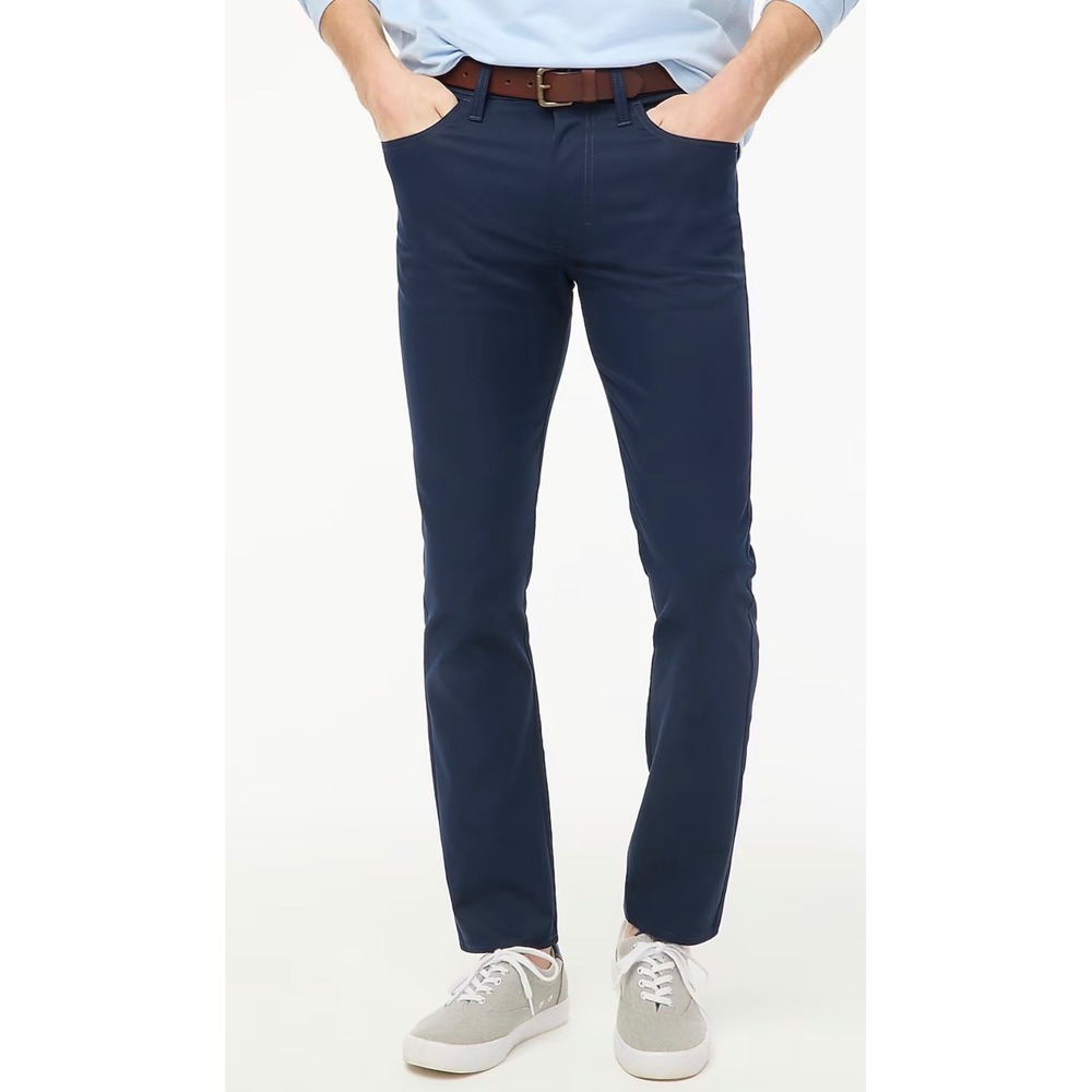 J.Crew Mens Flex Five-Pocket Tech Pant Navy Blue Straight Recycled CG392 34x30